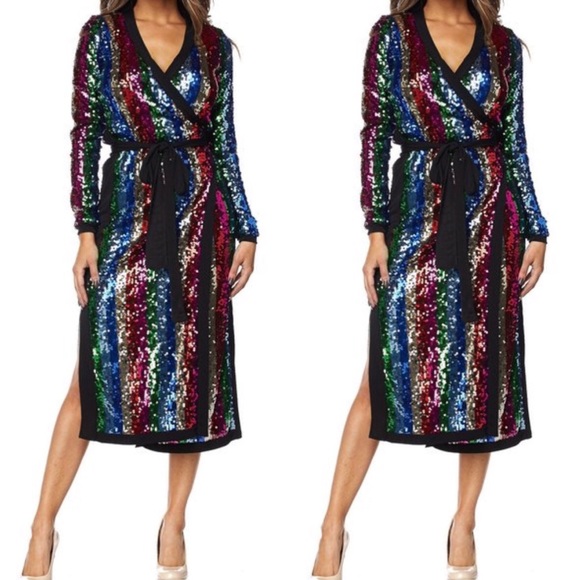 LAST ONE!! Rainbow Sequin midi dress/duster. - Picture 2 of 8